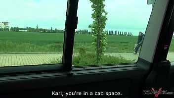 Busty running brunette convinced to come in van where fucked by horny stranger