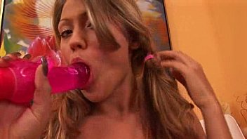 Asian model drilling her pussy with soft toy