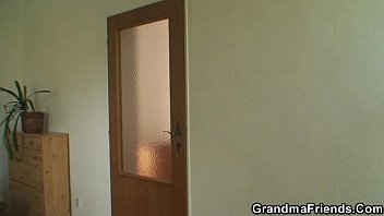 Interracial threesome orgy with granny