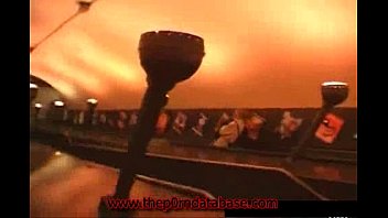 Girl flashes in a public subway