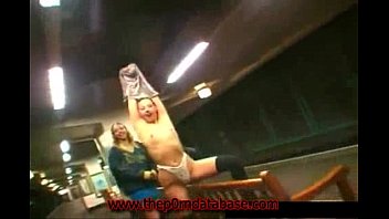 Girl flashes in a public subway