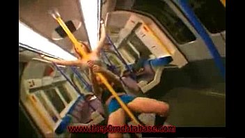 Girl flashes in a public subway