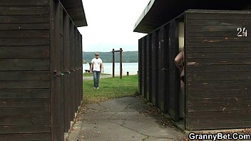 Granny gets nailed in the changing room