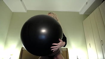 Blow big balloon and pop with long nails