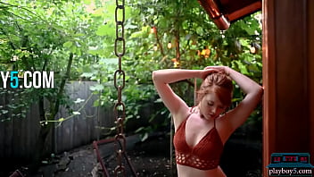 Big natural tits redhead MILF Amber Rose McConnell in a solo softcore porn video for Playboy