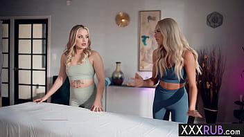 Teen lesbians Emma Hix and hot Anna Claire Clouds licked MILFs Queenie Sateen wet pussy