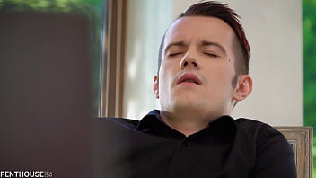 PenthouseGold.com - Brunette Sarah Cute Catches a Guy Jerking Off and She Gives Him Cock Ride in Reverse Cowgirl