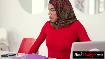 Sexy Muslim teen Maya Farrell sucked big hard cock and pounded big ass on hard dick