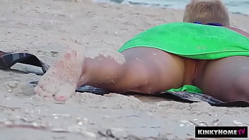 Hot blonde without panties