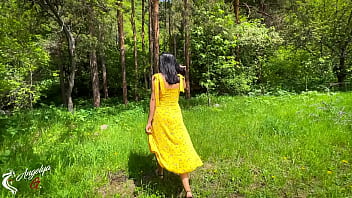 Cumshot on the face in glasses of an unfamiliar beauty in a dress - AnGelya.G