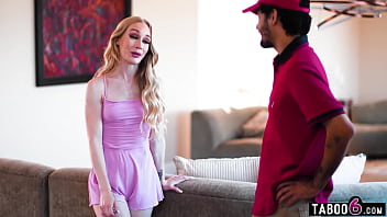 Teen tutor fucks the pizza delivery guy in the same room as her students