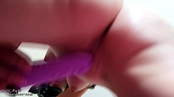 Pussy masturbation with a vibrator, bottom view - amateur Lalli Puff