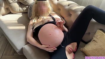 Pregnant wife of my friend is riding my thick cock until getting a load of cum on belly