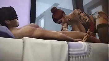 The Sims 4 Stepsister gives stepbro a sloppy blowjob