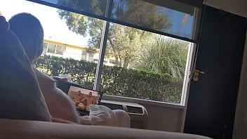 Public masturbation daylight motel window trying to get caught