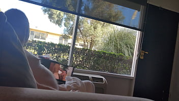 Public masturbation daylight motel window trying to get caught