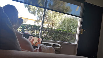 Public masturbation daylight motel window trying to get caught