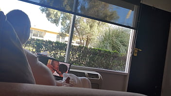 Public masturbation daylight motel window trying to get caught