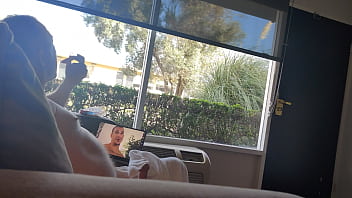 Public masturbation daylight motel window trying to get caught