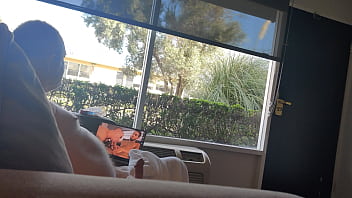 Public masturbation daylight motel window trying to get caught