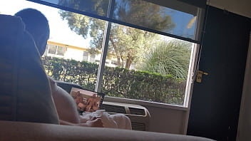 Public masturbation daylight motel window trying to get caught