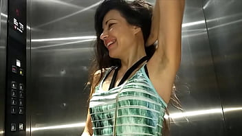 Up dress NO PANTIES n Black dildo riding on Hotel corridors