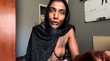 Desi in hijab smoking while wearing nipple clamps