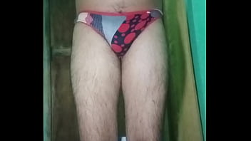 Indian Gay Crossdresser Gaurisissy in blue Salwar Suit pressing his boobs and fingering in his ass