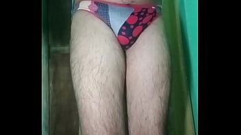 Indian Gay Crossdresser Gaurisissy in blue Salwar Suit pressing his boobs and fingering in his ass