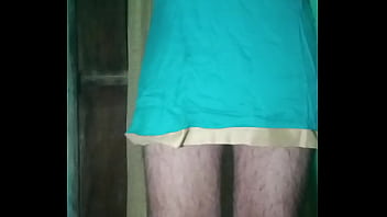 Indian Gay Crossdresser Gaurisissy in blue Salwar Suit pressing his boobs and fingering in his ass