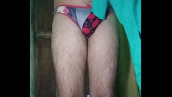 Indian Gay Crossdresser Gaurisissy in blue Salwar Suit pressing his boobs and fingering in his ass