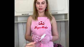 Hot chick gives a hard cock a waxing