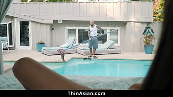 Petite Asian Babe Teasing Big Hunk Guy - Thinasian