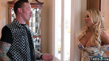 Dude seducing and fucking his GFs big boobed MILF stepmom Katie Morgan