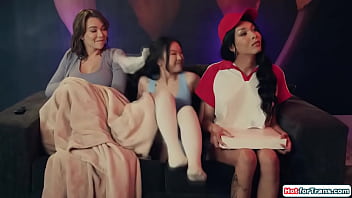 Ts Emma Rose sucks while anal fistfucked