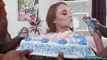 Slender Kyler Quinn Sucks On Two Older Big Black Monster Cocks