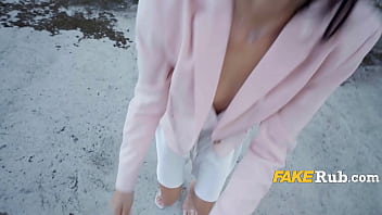 Hot Brunette Russian Makes Some Money While Traveling