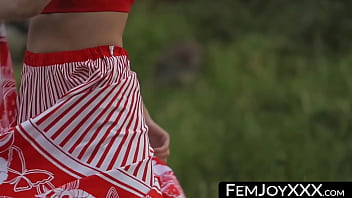 FemJoyXXX Blissful brunette outside pussy prodding