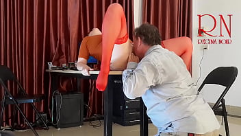 Monday in the office. Employee without panties. Tease, lick pussy, suck dick in the office. Naughty office. c22