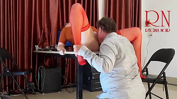 Monday in the office. Employee without panties. Tease, lick pussy, suck dick in the office. Naughty office. c22