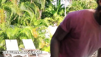 Mandi May Bends Over With Her Big Booty Turned In Damion'_s Direction Making Him Crazy To Fuck Her - REALITY KINGS