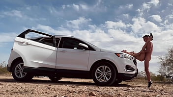 Butt Naked on the Side of the Road! Risky Sex with a Hot Blonde!