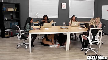 Routine morning meeting led to lesbian gangbang because of two hot lesbians Liv Revamped wet Alex Coal horny Amari Anne sexy Nikki Sweet Penelope Kay and Rebel Rhyder