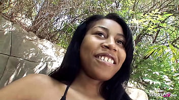 Cute 18yr young Ebony Teen Dolce Pickup for Interracial Casting Fuck by White Guy
