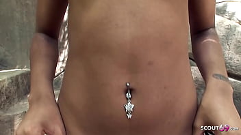 Cute 18yr young Ebony Teen Dolce Pickup for Interracial Casting Fuck by White Guy