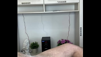 Russian sexy milf waxing hairy dick