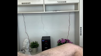 Russian sexy milf waxing hairy dick