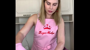 Russian sexy milf waxing hairy dick