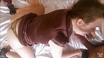 1991 - French Amateur, Tight Brown Satin Dress, Black and Gold Cotton Thong, Stockings and High Heels, Pussy Licking, Blowjob, Rimming, Intense Doggy Style