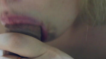 Blowjob close-up,sweet,slow and slobbery - cum in mouth swallowed everything